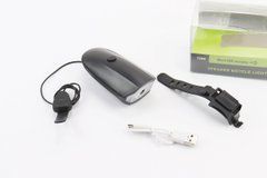 Фонарь передний 1 диод + звонок 5 мелодий, Li-ion 3.7V 1200mAh зарядка от USB, влагозащитный, черный FY-058