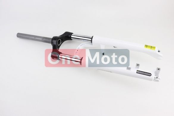 Вилка 26" амортизационная, без резьбы 1-1/8" (28,6мм), шток 240мм, с ходом 100мм, V/Disk-brake, Preload, алюминиевая, белая XCM 30