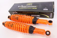 Амортизатор задний JH/CB/CG - 340мм*d60мм (под втулки) регулир., оранжевый с паутиной к-кт 2шт