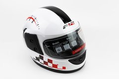 Шлем закрытый 825-1 XS- БЕЛЫЙ с рисунком черно-красным "Спидометр" (возможны дефекты покраски)