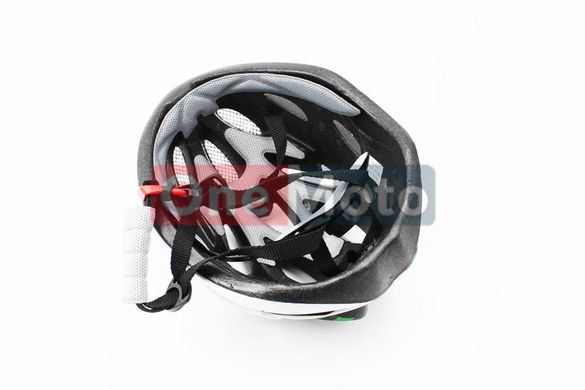 Шлем велосипедный M (54-57 см) съемный козырек, 18 вент. отверстия, системы регулировки по размеру Divider и Run System SRS, черно-бело-зеленый AV-01