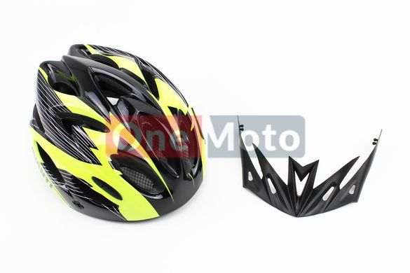 Шлем велосипедный M (54-57 см) съемный козырек, 18 вент. отверстия, системы регулировки по размеру Divider и Run System SRS, черно-зеленый AVHM-02