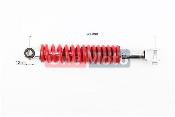 Амортизатор задний GY6/Honda - 280мм*d44мм (втулка 10мм / вилка 8мм) регулир., красный