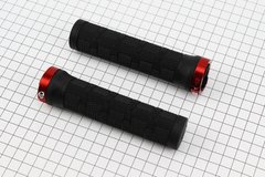 Ручки руля 130мм с зажимом Lock-On, черно-красные