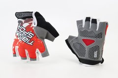 Перчатки без пальцев XL красно-бело-серые, с гелевыми вставками под ладонь