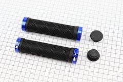 Ручки руля 130мм с зажимом Lock-On с двух сторон, черно-синие TPE-093