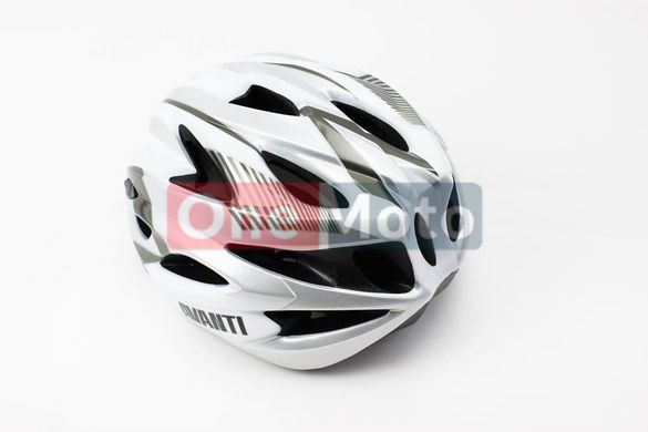 Шлем велосипедный L (58-61 см) съемный козырек, 18 вент. отверстия, системы регулировки по размеру Divider и Run System SRS, черно-бело-cерый AV-01