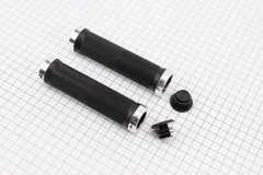 Ручки руля 130мм с зажимом Lock-On с двух сторон, черно-серебристые FL-426
