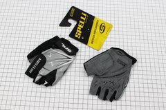 Перчатки детские без пальцев (7-8 лет) черно-серо-белые, с мягкими вставками под ладонь SKG-1553