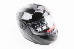 Шлем модуляр, закрытый с откидным подбородком+откидные очки BLD-159 L (59-60см), ЧЕРНЫЙ глянец
