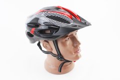 Шлем велосипедный L (54-62 см) съемный козырек, 21 вент. отверстия, системы регулировки по размеру Divider и Run System SRS, черно-красно-белый