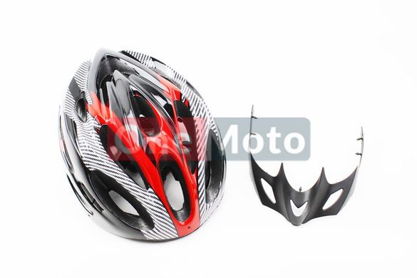 Шлем велосипедный L (54-62 см) съемный козырек, 21 вент. отверстия, системы регулировки по размеру Divider и Run System SRS, черно-красно-белый