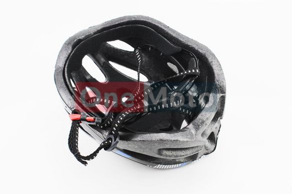 Шлем велосипедный L (54-62 см) съемный козырек, 21 вент. отверстия, системы регулировки по размеру Divider и Run System SRS, черно-сине-белый