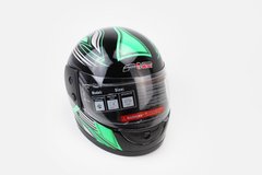 Шлем закрытый 825-3 S- ЧЕРНЫЙ с рисунком зелено-серым (возможны дефекты покраски)