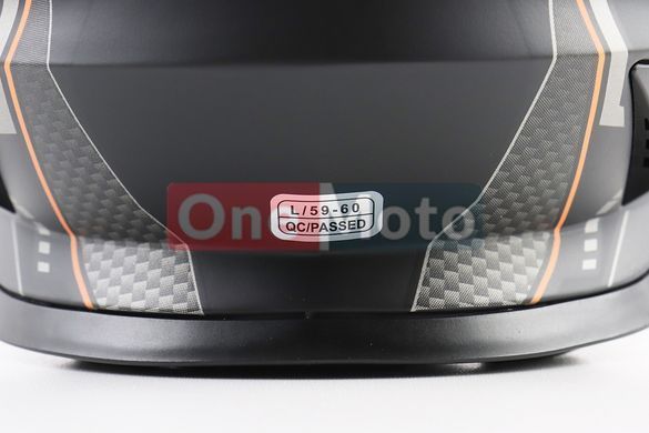 Шлем кроссовый/эндуро/АТV со стеклом BLD-819-7 L (59-60см), ЧЁРНЫЙ матовый с оранжево-серым рисунком