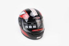 Шлем закрытый 825-3 S- ЧЕРНЫЙ с рисунком красно-серой полосой (возможны дефекты покраски)