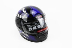 Шлем закрытый 825-3 S- ЧЕРНЫЙ с рисунком сине-серым (возможны дефекты покраски)