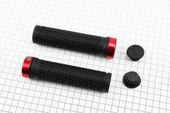 Ручки руля 130мм с зажимом Lock-On, черно-красные TPR-083