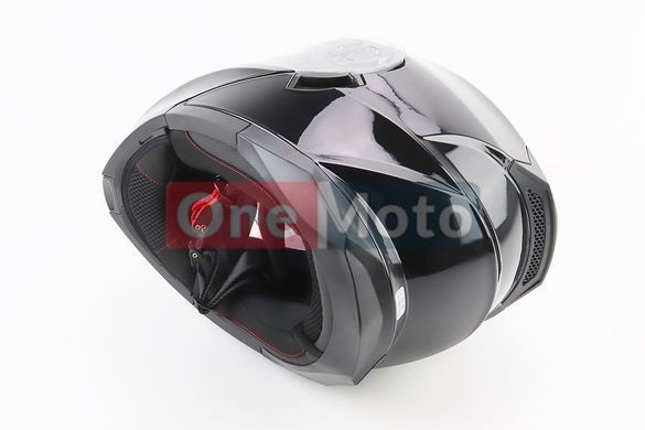 Шлем модуляр, закрытый с откидным подбородком+откидные очки BLD-162 L (59-60см), ЧЁРНЫЙ глянец