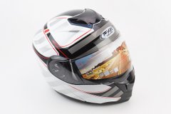 Шлем модуляр, закрытый с откидным подбородком+откидные очки HF-119 S, БЕЛЫЙ глянец с чёрно-серым рисунком Z51