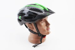 Шлем велосипедный L (54-62 см) съемный козырек, 21 вент. отверстия, системы регулировки по размеру Divider и Run System SRS, черно-зелено-белый