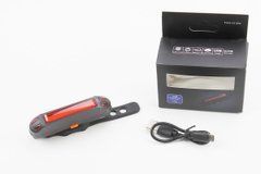 Ліхтар задній 110 lumen, Li-ion 3.7V 500mAh зарядка від USB, вологозахисний, чорний FXH-0105