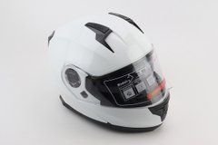 Шлем модуляр, закрытый с откидным подбородком+откидные очки BLD-162 S (55-56см), БЕЛЫЙ глянец