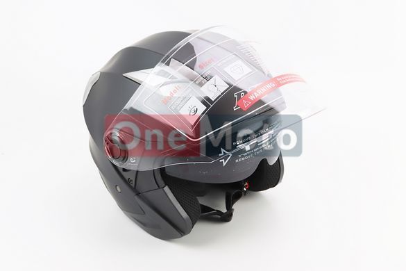 Шлем открытый+откидные очки BLD-708 М (57-58см), ЧЕРНЫЙ матовый