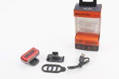 Ліхтар задній 120 lumen алюмінієвий, Li-ion 3.7V 500mAh зарядка від USB, датчик світла, вологозахисний, RPL-2286