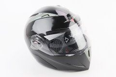 Шлем модуляр, закрытый с откидным подбородком+откидные очки BLD-158 L (59-60см), ЧЁРНЫЙ глянец