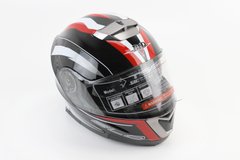 Шлем закрытый с откидным подбородком+очки BLD-160 М- ЧЕРНЫЙ с рисунком красно-белым