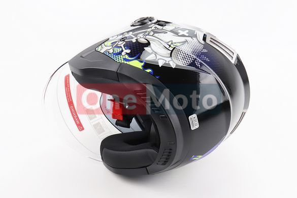 Шлем открытый+откидные очки BLD-708 М (57-58см), ЧЕРНО-СИНИЙ "Bulldog"