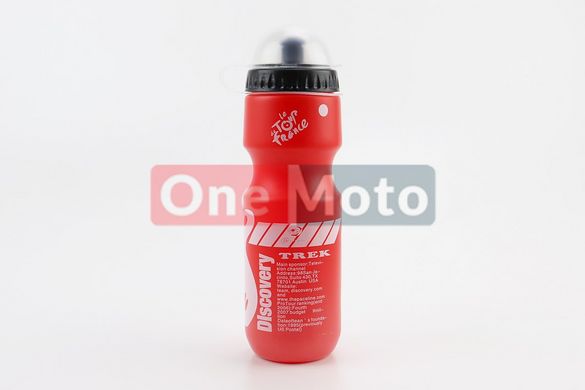 Фляга пластикова 550мл, із захисною кришкою, червона з малюнком білим "Trek"