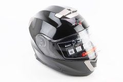 Шлем модуляр, закрытый с откидным подбородком+откидные очки BLD-160 М (57-58см), ЧЁРНЫЙ глянец