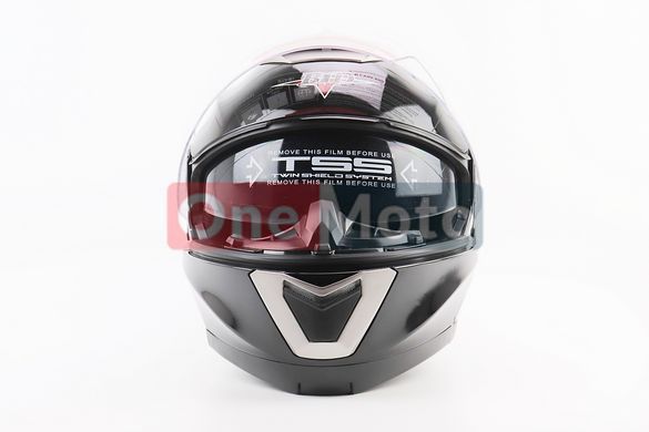 Шлем модуляр, закрытый с откидным подбородком+откидные очки BLD-160 М (57-58см), ЧЁРНЫЙ глянец