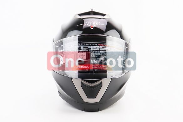 Шлем модуляр, закрытый с откидным подбородком+откидные очки BLD-160 М (57-58см), ЧЁРНЫЙ глянец