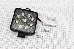 Фара дополнительная светодиодная влагозащитная - 9 LED с креплением, квадратная 107*107мм