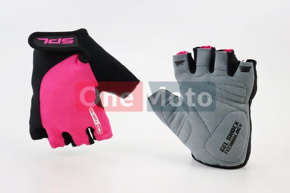 Перчатки без пальцев M черно-розовые, с гелевыми вставками под ладонь SBG-1457