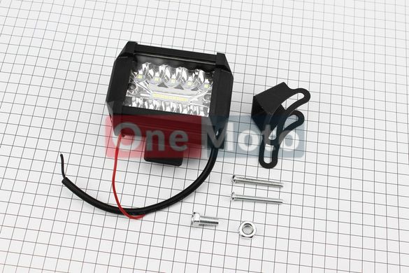 Фара дополнительная светодиодная влагозащитная - 10+10 LED с креплением, прямоугольная 79*96мм, SUPER LIGHT
