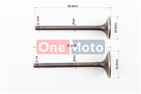 Клапан впускной (d=34; h=93,8), выпускной (d=28,5; h=92,6) к-кт Yamaha MAJESTY 250