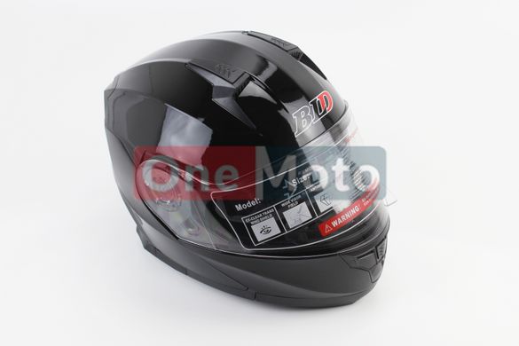 Шлем закрытый с откидным подбородком+очки BLD-162 S- ЧЕРНЫЙ глянец