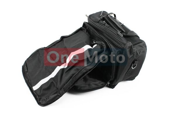Сумка трансформер на багажник, раскладные боковые карманы, светоотражающие полосы, черно-серая