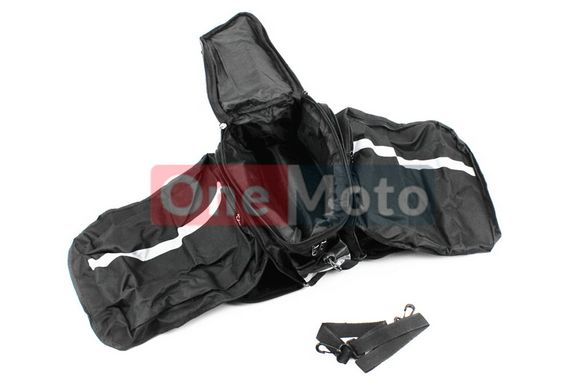 Сумка трансформер на багажник, раскладные боковые карманы, светоотражающие полосы, черно-серая