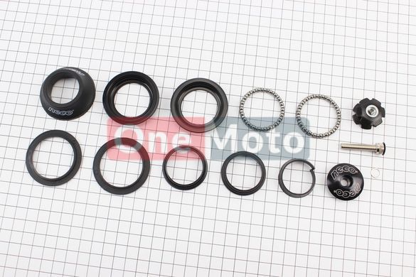 Рулевые чашки 1-1/8" (44/28,6x44/30) безрезьбовой вилки, полуинтегрированные, высокая, черный H115MP