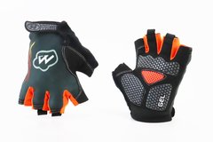 Перчатки без пальцев XL черно-оранжевые, с гелевыми вставками под ладонь MYSPACE