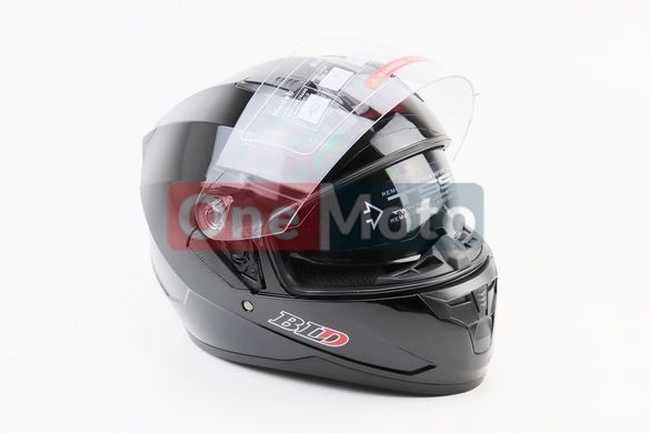 Шлем закрытый (сертификация DOT) + откидные очки BLD-M67 М (57-58см), ЧЕРНЫЙ глянец